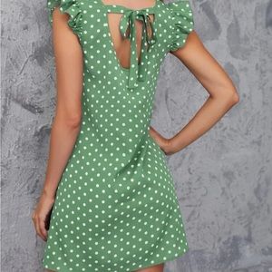 Not for sale-Green Polka Dot Tie Back Summer Dress size Medium